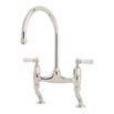 Perrin & Rowe Ionian Lever 2 Hole Bridge Sink Mixer with Porcelain Handles - Pewter