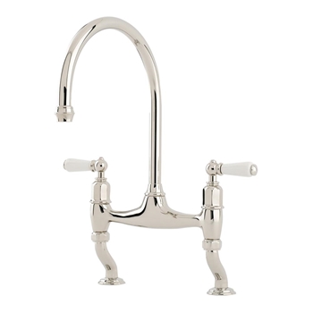 Perrin & Rowe Ionian 2 Hole Bridge Sink Mixer with Porcelain Levers