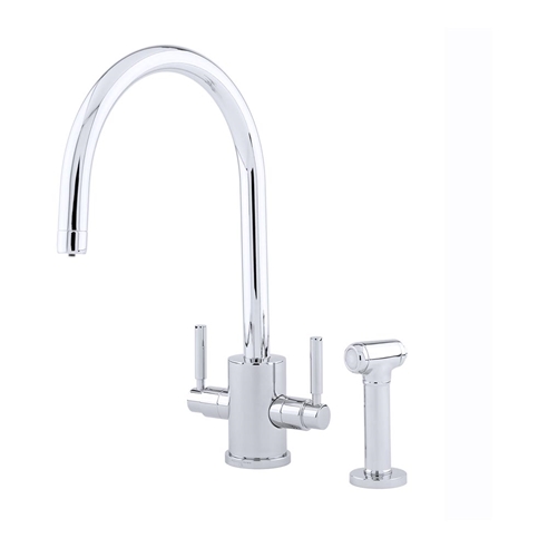 Perrin & Rowe Orbiq TwinLever 'C' Spout Sink Mixer with Rinse