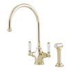 Perrin & Rowe Phoenician Mono Sink Mixer with Porcelain Lever Handles & Rinse - Gold