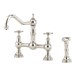 Perrin & Rowe Provence 2 Hole Bridge Sink Mixer with Crosshead Handles & Rinse - Polished Nickel