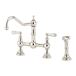 Perrin & Rowe Provence 2 Hole Bridge Sink Mixer with Lever Handles & Rinse - Chrome