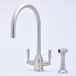 Perrin & Rowe Oberon 2 Hole Twin Lever Swivel 'C' Spout Sink Mixer & Rinse - Pewter