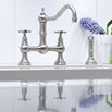 Perrin & Rowe Provence 2 Hole Bridge Sink Mixer with Crosshead Handles & Rinse - Pewter