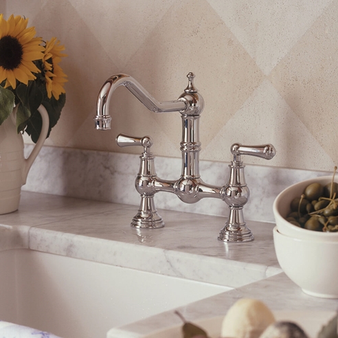 Perrin & Rowe Provence 2 Hole Bridge Sink Mixer with Lever Handles