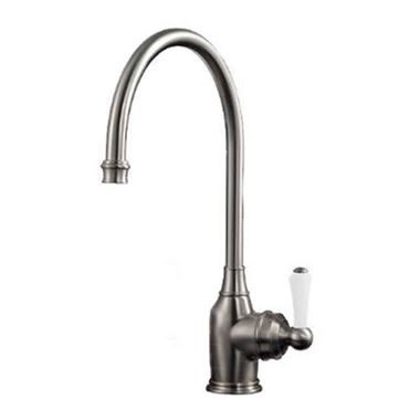 Perrin & Rowe Parthian Mono Sink Mixer with Porcelain Lever Handle & Swivel Spout - Pewter