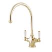 Perrin & Rowe Phoenician Mono Sink Mixer with Porcelain Lever Handles - Gold