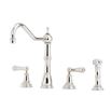 Perrin & Rowe Alsace 3 Hole Sink Mixer with Lever Handles & Rinse - Polished Nickel
