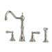 Perrin & Rowe Alsace 4 Hole Sink Mixer with Lever Handles & Rinse - Pewter