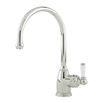 Perrin & Rowe Parthian Mono Sink Mixer with Porcelain Lever Handle & Swivel Spout - Polished Nickel