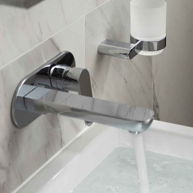 Vado Photon Wall Mounted 2 Hole Basin Mixer with Oval Backplate