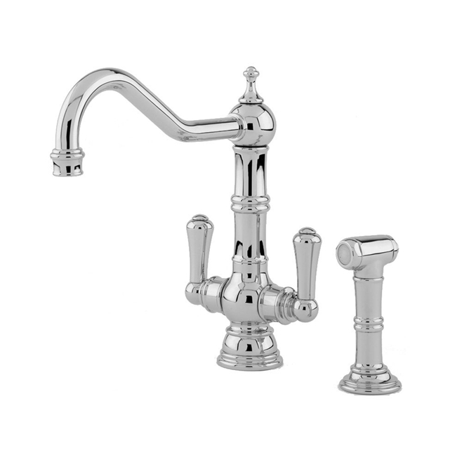 Perrin & Rowe Picardie Twin Lever Mono Sink Mixer with Pull-Out Rinse