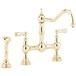 Perrin & Rowe Provence 2 Hole Bridge Sink Mixer with Lever Handles & Rinse - Gold