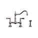 Perrin & Rowe Provence 2 Hole Bridge Sink Mixer with Lever Handles & Rinse - Pewter