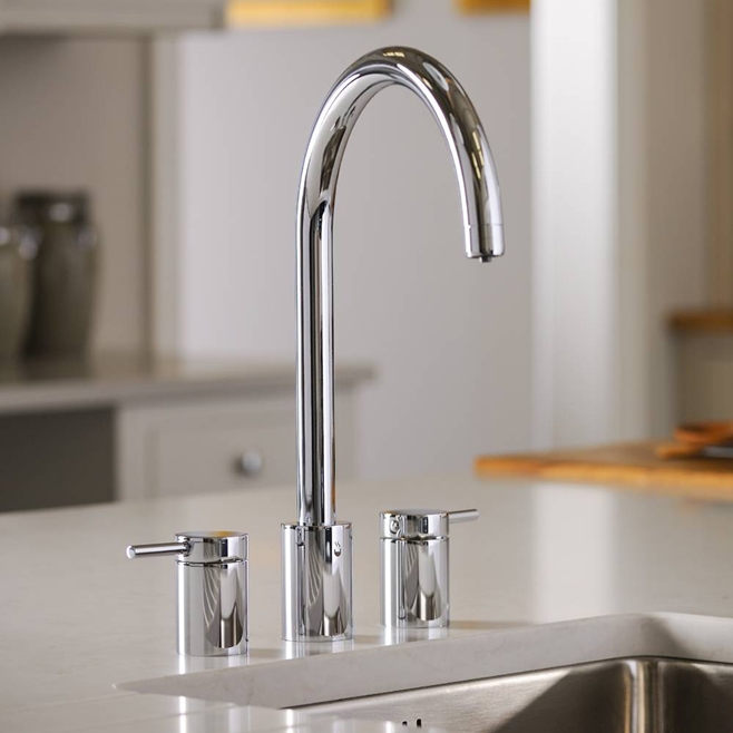 Abode Pronteau Profile 4 in 1 Instant Hot & Filtered Water Tap - 3 Hole - Chrome