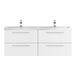 Hudson Reed Quartet 1440mm Wall Mounted Double Basin Vanity Unit - Gloss White