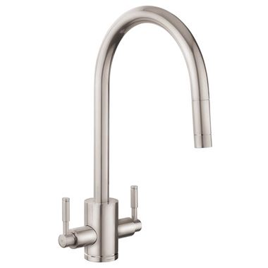 Rangemaster Aquatrend Kitchen Mixer Tap with Pull Out Spout - Brushed Steel