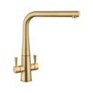 Rangemaster Conical Twin Lever Mono Kitchen Mixer Tap - Brushed Brass