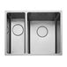 Rangemaster Cubix 1.5 Bowl Stainless Steel Inset/Undermount Sink & Waste Kit with Left Hand Small Bowl - 560 x 440mm