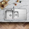 Leisure Aria 1.5 Bowl Satin Stainless Steel Kitchen Sink with Reversible Drainer - 950 x 508mm