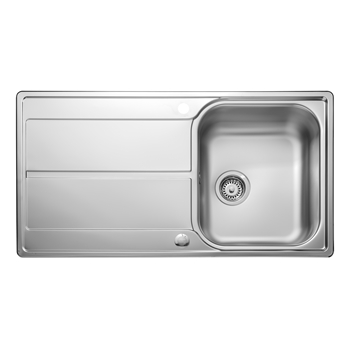 Leisure Aria 1 Bowl Satin Stainless Steel Kitchen Sink with Reversible Drainer - 950 x 508mm