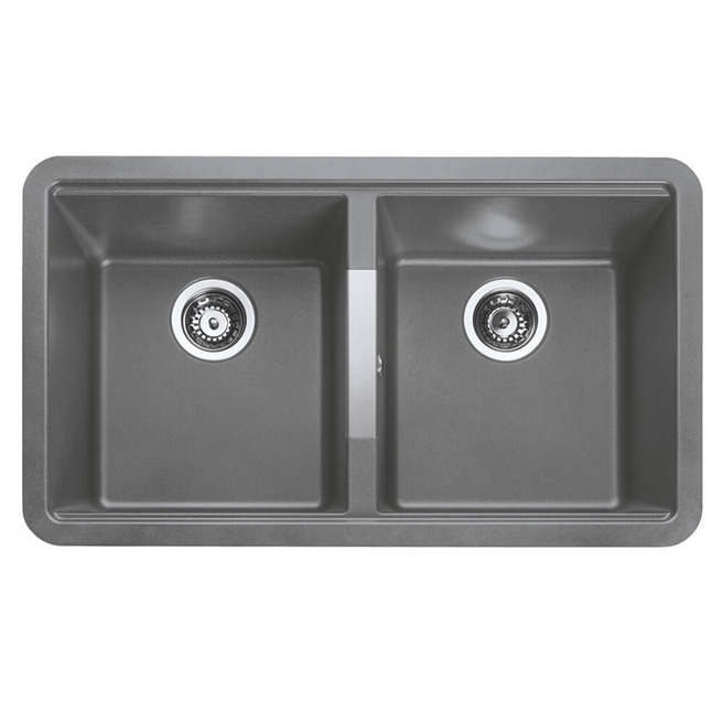 Rangemaster Paragon 2 Bowl Granite Composite Inset/Undermount Kitchen Sink & Waste Kit - 824 x 481mm