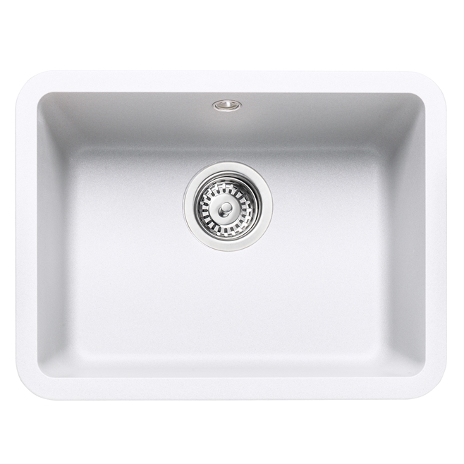Rangemaster Paragon Compact 1 Bowl Crystal White Granite Composite Undermount Kitchen sink & Waste Kit - 501 x 377mm