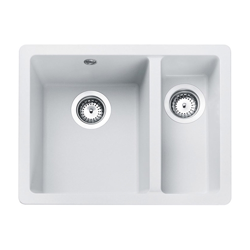 Rangemaster Paragon 1.5 Bowl Crystal White Granite Composite Undermount Kitchen Sink & Waste Kit - 550 x 430mm