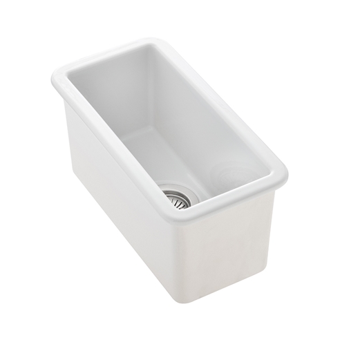 Rangemaster Rustique 0.5 Bowl Inset/Undermount Fireclay White Ceramic Kitchen Sink & Waste Kit - 234 x 460mm