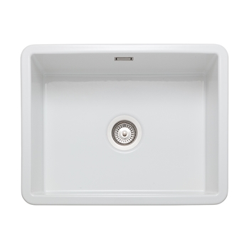 Rangemaster Rustique 1 Bowl Inset/Undermount Fireclay White Ceramic Kitchen Sink & Waste Kit - 598 x 462mm