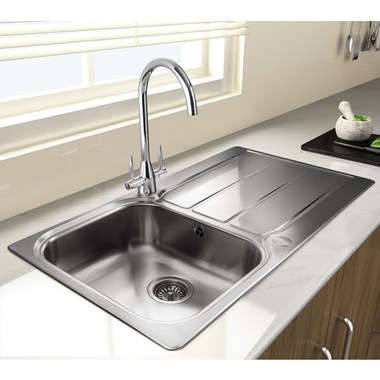 Rangemaster Glendale 1 Bowl Brushed Stainless Steel Sink Waste Kit With Reversible Drainer 950 X 508mm