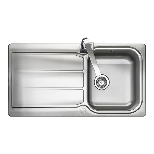 Rangemaster Glendale 1 Bowl Brushed Stainless Steel Sink & Waste Kit with Reversible Drainer - 950 x 508mm