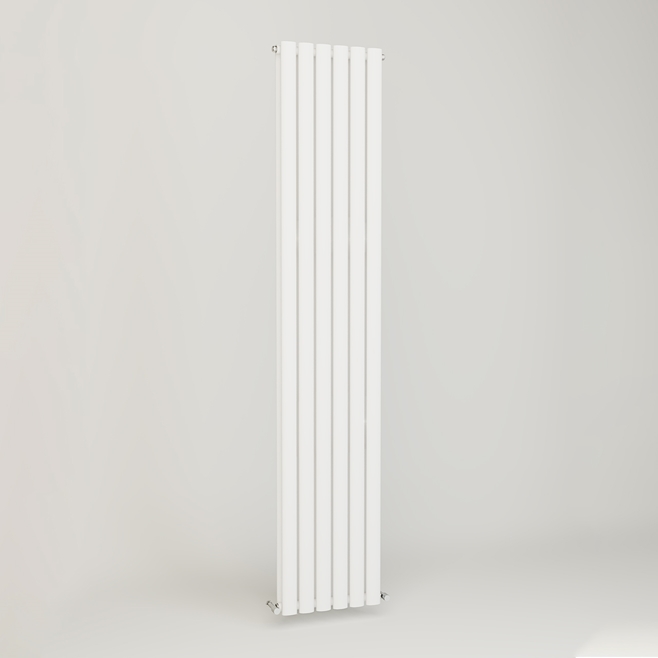 Brenton Oval Double Panel Vertical Radiator - White - 1800 x 360mm