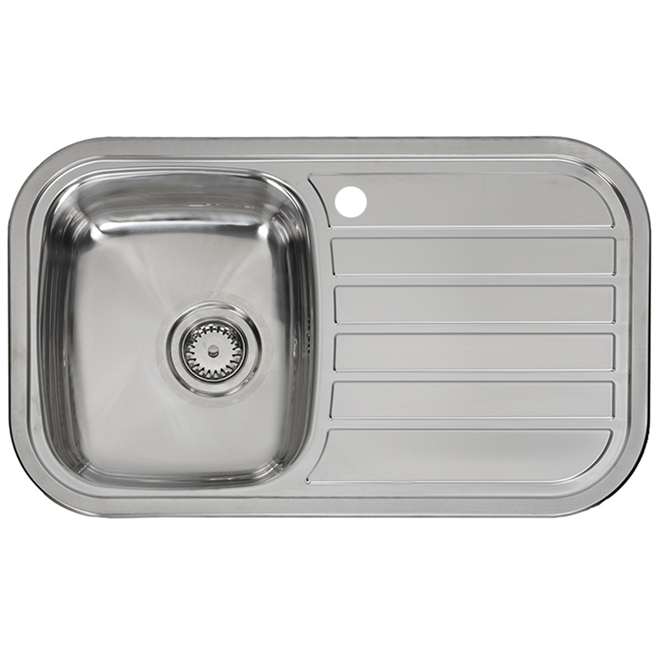 Reginox Regent 10 Single Bowl Stainless Steel Inset Sink & Waste with Right Hand Drainer - 805 x 480mm