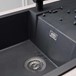 Reginox Amsterdam Compact Single Bowl Black Silvery Granite Composite Kitchen Sink & Waste Kit with Reversible Drainer - 860 x 500mm