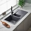 Reginox Amsterdam 1.5 Bowl Grey Silvery Granite Composite Kitchen Sink & Waste Kit with Reversible Drainer - 1000 x 500mm