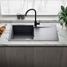 Reginox Amsterdam Compact Single Bowl Grey Silvery Granite Composite Kitchen Sink & Waste Kit with Reversible Drainer - 860 x 500mm