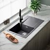 Reginox Amsterdam Compact Single Bowl Grey Silvery Granite Composite Kitchen sink & Waste Kit with Reversible Drainer - 860 x 500mm