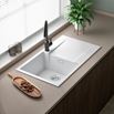Reginox Amsterdam Compact Single Bowl White Granite Composite Kitchen sink & Waste Kit with Reversible Drainer - 860 x 500mm