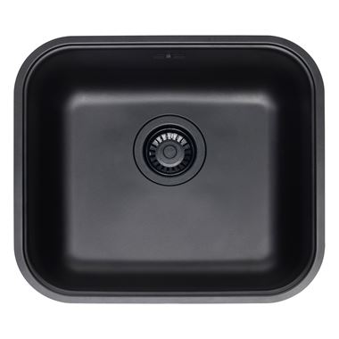 Reginox Colorado Comfort Single Bowl Inset or Undermount Jet Black Stainless Steel Kitchen Sink & Waste - 445 x 393mm