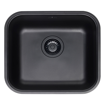 Reginox Colorado Comfort Single Bowl Inset or Undermount Jet Black Stainless Steel Kitchen Sink & Waste - 445 x 393mm