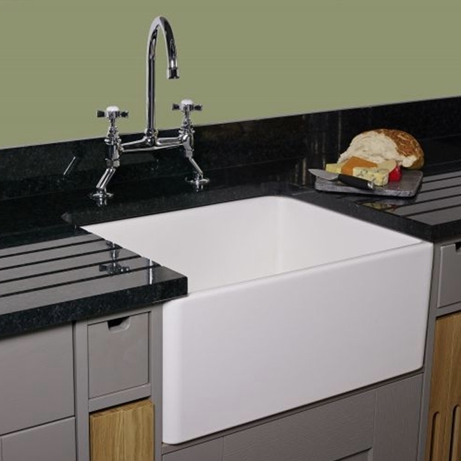Reginox Contemporary White Ceramic Belfast Kitchen Sink - 595 x 455mm