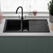 Reginox Ego 1.5 Bowl Ghisa Black Granite Composite Kitchen Sink with Reversible Drainer & Waste Kit - 1000 x 500mm