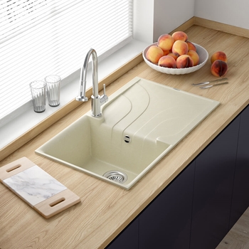 Reginox Ego Compact Single Bowl Kitchen Sink with Reversible Drainer & Waste Kit - 860 x 500mm