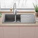 Reginox Ego 1.5 Bowl Titanium Grey Granite Composite Kitchen Sink with Reversible Drainer & Waste Kit - 1000 x 500mm