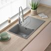 Reginox Ego Titanium Grey Granite Compact Single Bowl Kitchen sink with Reversible Drainer & Waste Kit - 860 x 500mm
