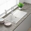 Reginox Ego White Granite Compact Single Bowl Kitchen sink with Reversible Drainer & Waste Kit - 860 x 500mm