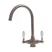Reginox Elbe WRAS Approved Twin Lever Brushed Nickel Traditional Mono Kitchen Mixer Tap