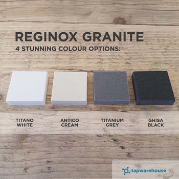 Reginox Quadra Large Single Bowl Granite Composite Undermount Kitchen Sink & Waste Kit - 760 x 440mm
