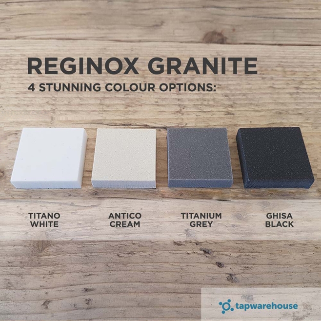 Reginox Ego White Granite Composite 1.5 Bowl  Kitchen Sink with Reversible Drainer & Waste Kit - 1000 x 500mm